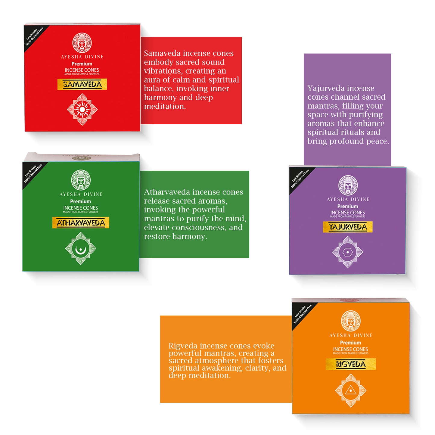 🌿 Ayesha Divine – Veda Collection Premium Incense Cones (80 Cones)