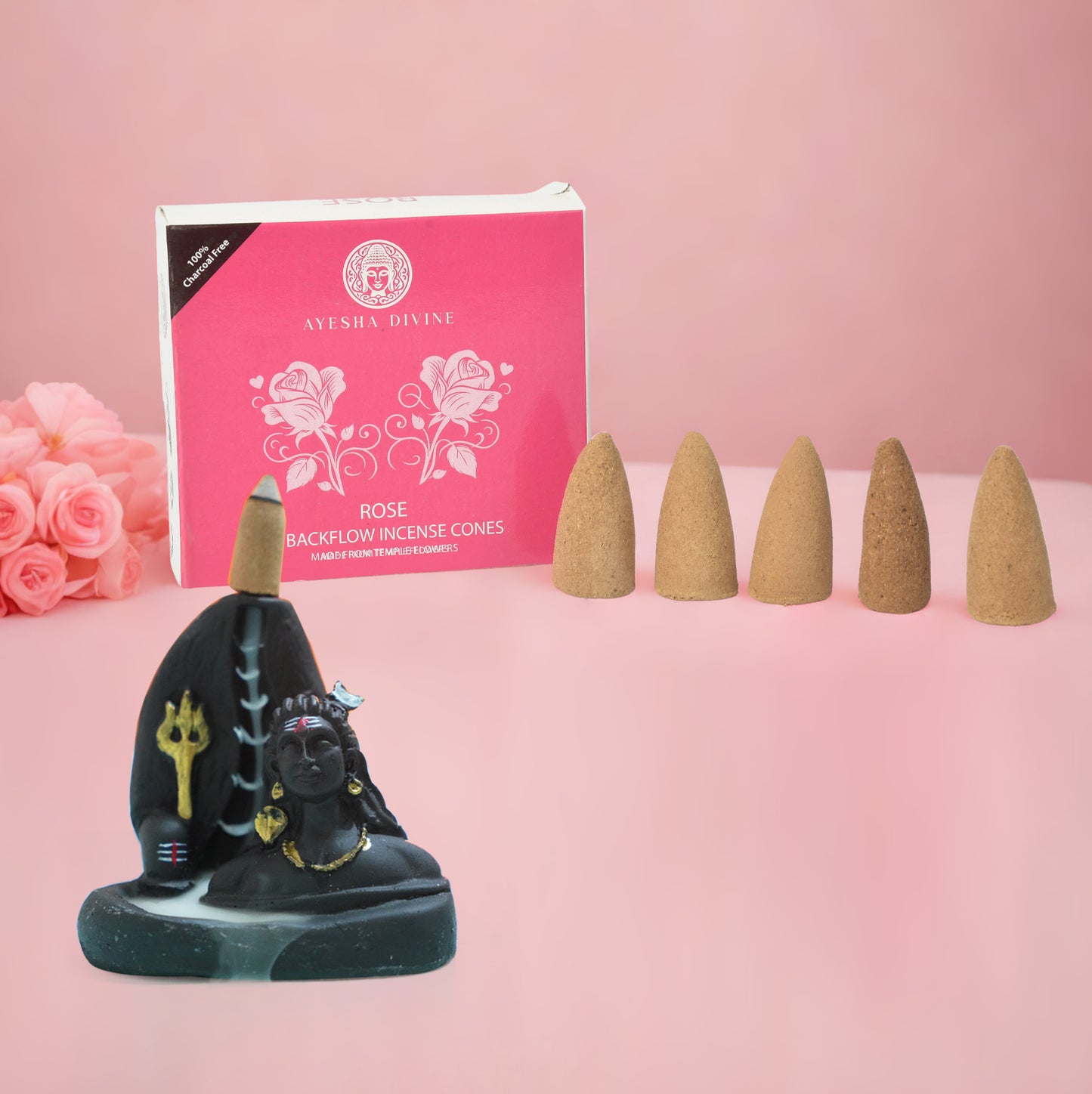 Ayesha Divine Floral Essence Collection – Premium Backflow Incense Cones (60 Cones, 4 Fragrances)