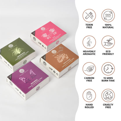 Ayesha Divine Floral Essence Collection – Premium Backflow Incense Cones (60 Cones, 4 Fragrances)